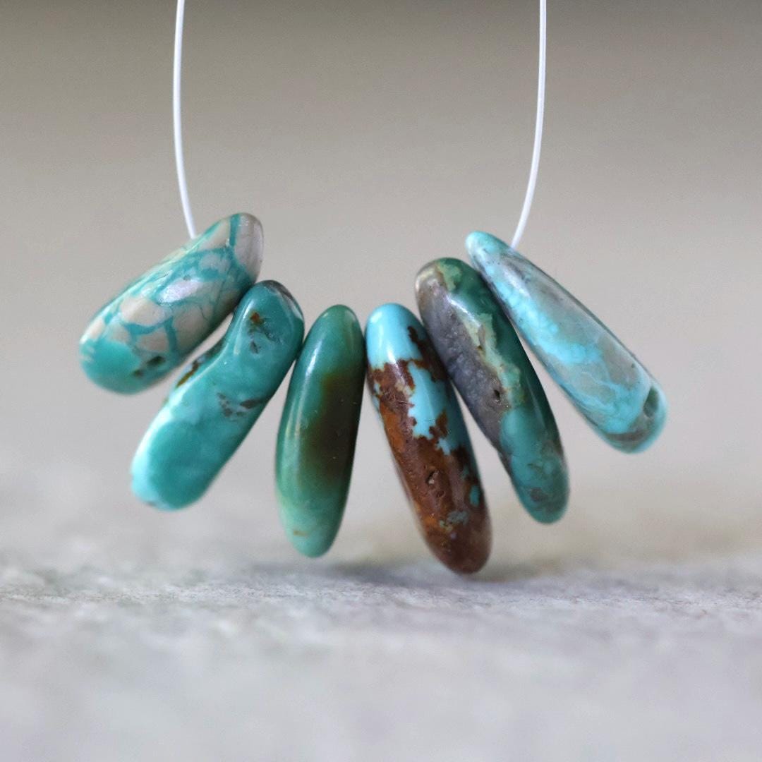Rare Fox Nevada Turquoise Chip Beads Petal Nuggets Smooth 15-16mm 6 PCs Gemstone Beads DIY Jewelry Making December Birthstone