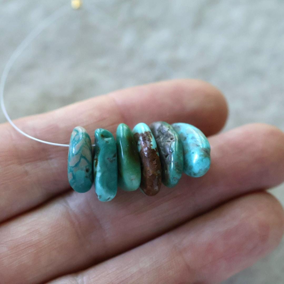 Rare Fox Nevada Turquoise Chip Beads Petal Nuggets Smooth 15-16mm 6 PCs Gemstone Beads DIY Jewelry Making December Birthstone