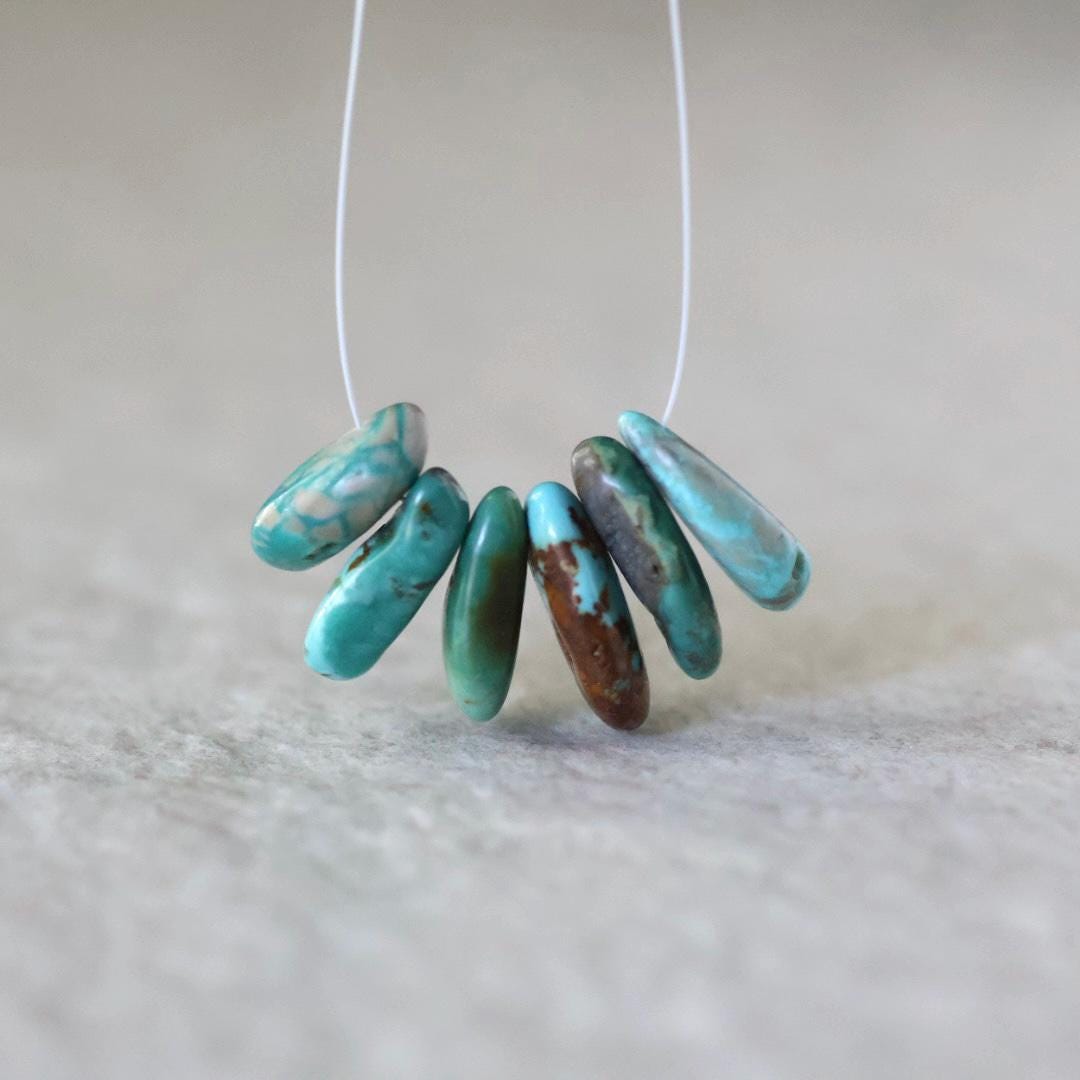 Rare Fox Nevada Turquoise Chip Beads Petal Nuggets Smooth 15-16mm 6 PCs Gemstone Beads DIY Jewelry Making December Birthstone