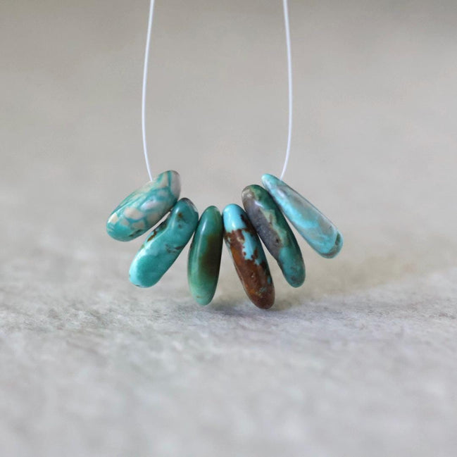 Rare Fox Nevada Turquoise Chip Beads Petal Nuggets Smooth 15-16mm 6 PCs Gemstone Beads DIY Jewelry Making December Birthstone