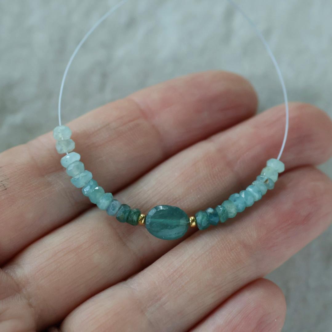 Rare Grandidierite Beads Faceted Oval Rondelle 3mm Natural Teal Gemstone for DIY Jewelry Making Supply