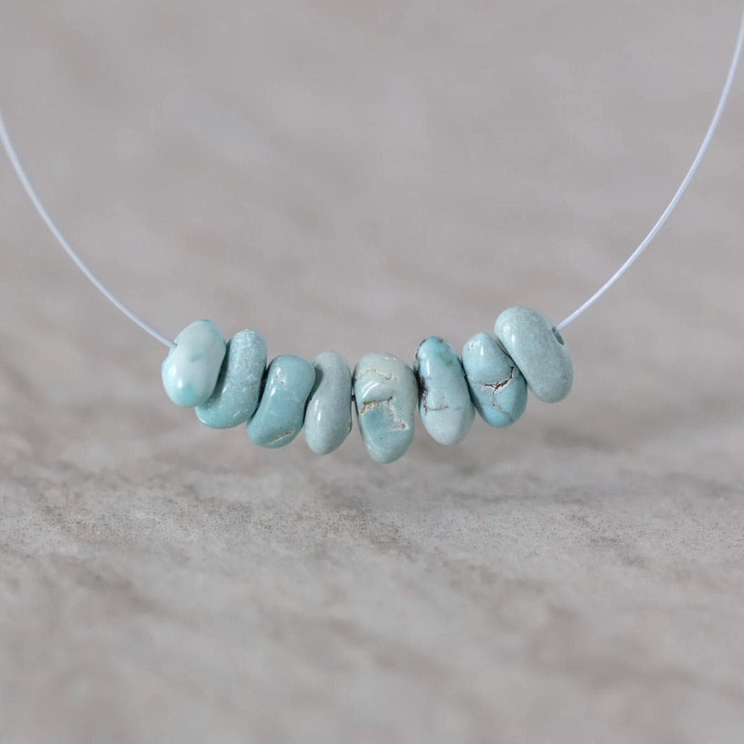 Rare Ice Blue Lone Mountain Turquoise Nugget Beads Smooth 5-6mm 8 PCs Nevada Turquoise Gemstone Beads DIY Jewelry Making