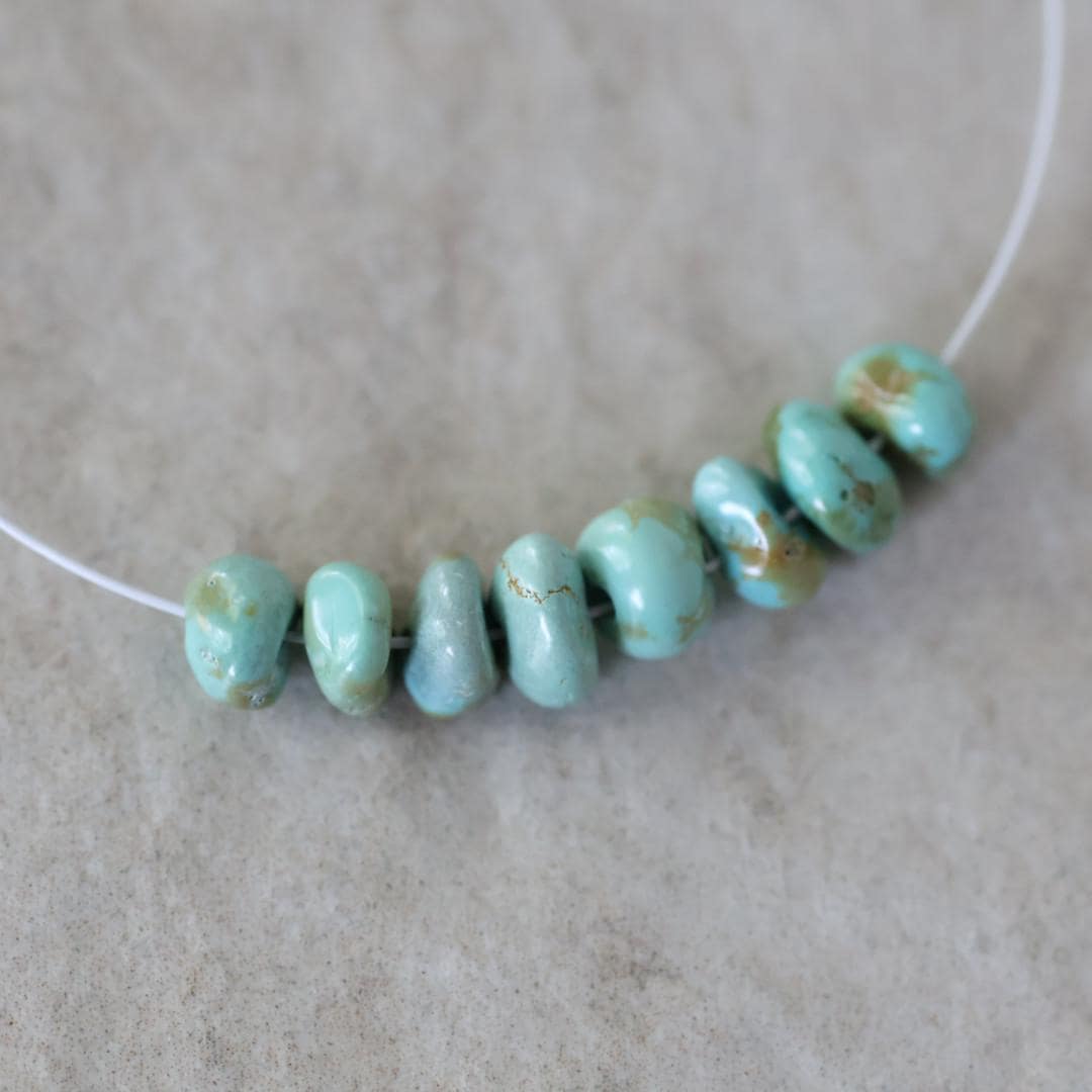 Rare Lone Mountain Turquoise Nugget Beads Smooth 6-7mm 8 PCs Nevada Turquoise Gemstone Beads DIY Jewelry Making December Birthstone