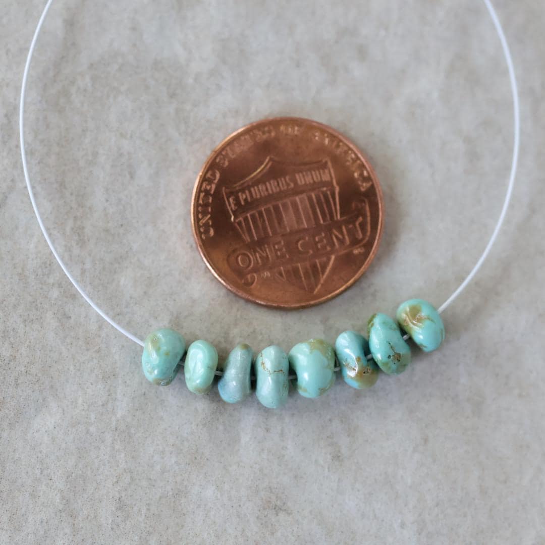 Rare Lone Mountain Turquoise Nugget Beads Smooth 6-7mm 8 PCs Nevada Turquoise Gemstone Beads DIY Jewelry Making December Birthstone