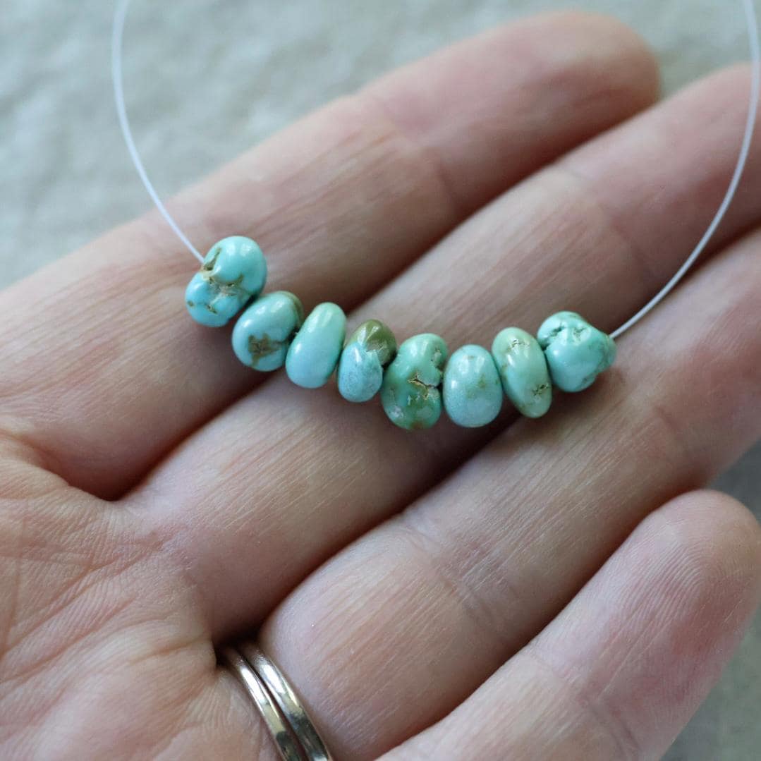 Rare Lone Mountain Turquoise Nugget Beads Smooth 6-7mm 8 PCs Nevada Turquoise Gemstone Beads DIY Jewelry Making December Birthstone