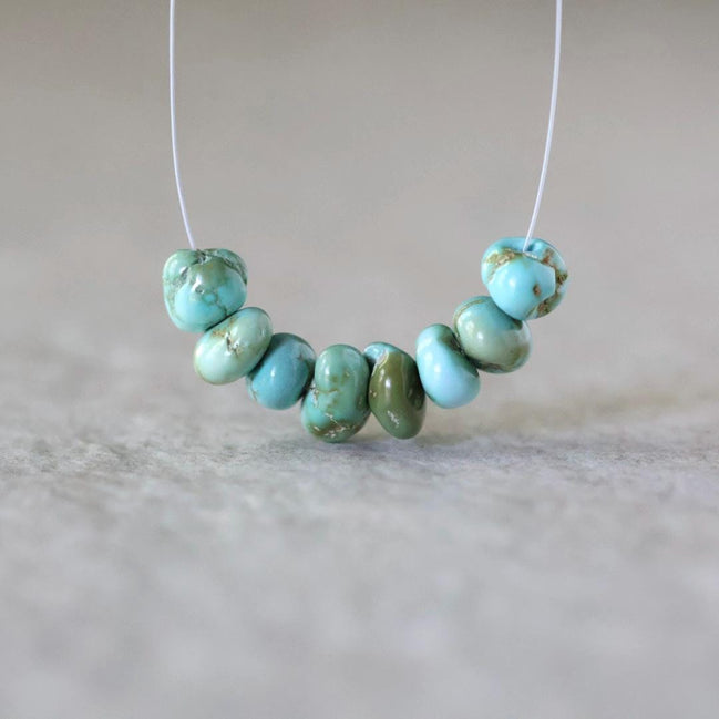 Rare Lone Mountain Turquoise Nugget Beads Smooth 6-7mm 8 PCs Nevada Turquoise Gemstone Beads DIY Jewelry Making December Birthstone