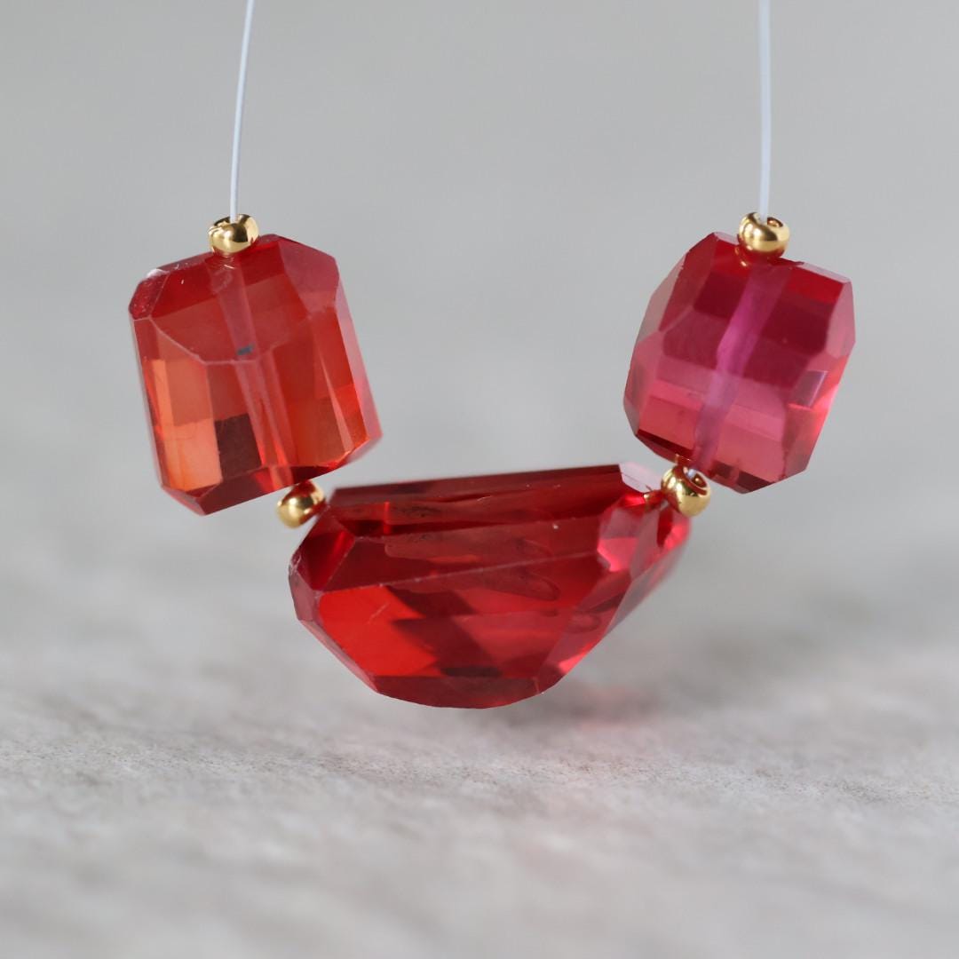Rare Padparadscha Sapphire Faceted Bead 13mm x 11mm Nugget Stone Chunk Gemstone Bead for Jewelry Making Beading Craft Gift Bead