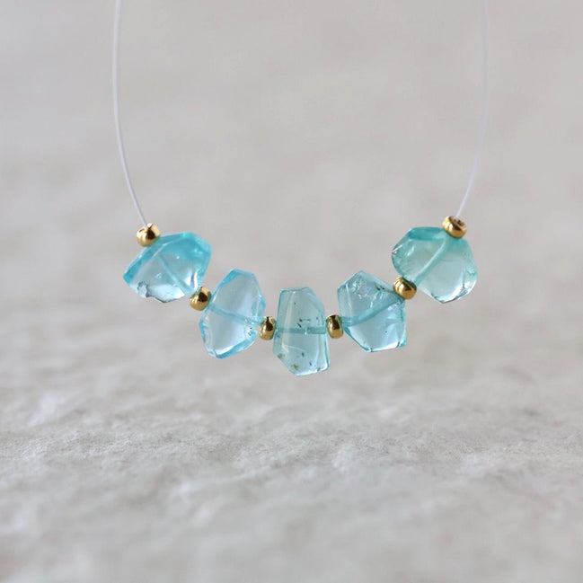 Rare Sea Blue Apatite Nugget Beads Smooth Tumble Stones 5 PCs Natural Gemstone for DIY Jewelry Making
