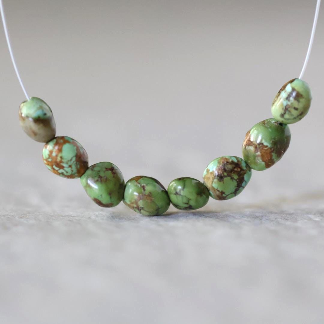 Rare Sonoran Gold Turquoise Nugget Beads Smooth 5-6mm 8 PCs Natural Mexican Turquoise Gemstone Beads DIY Jewelry Making