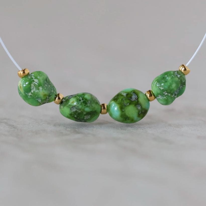 Rare Vivid Sonoran Gold Turquoise Nugget Beads Smooth 6mm 4 PCs Natural Mexican Turquoise Green Gemstone DIY Jewelry Making