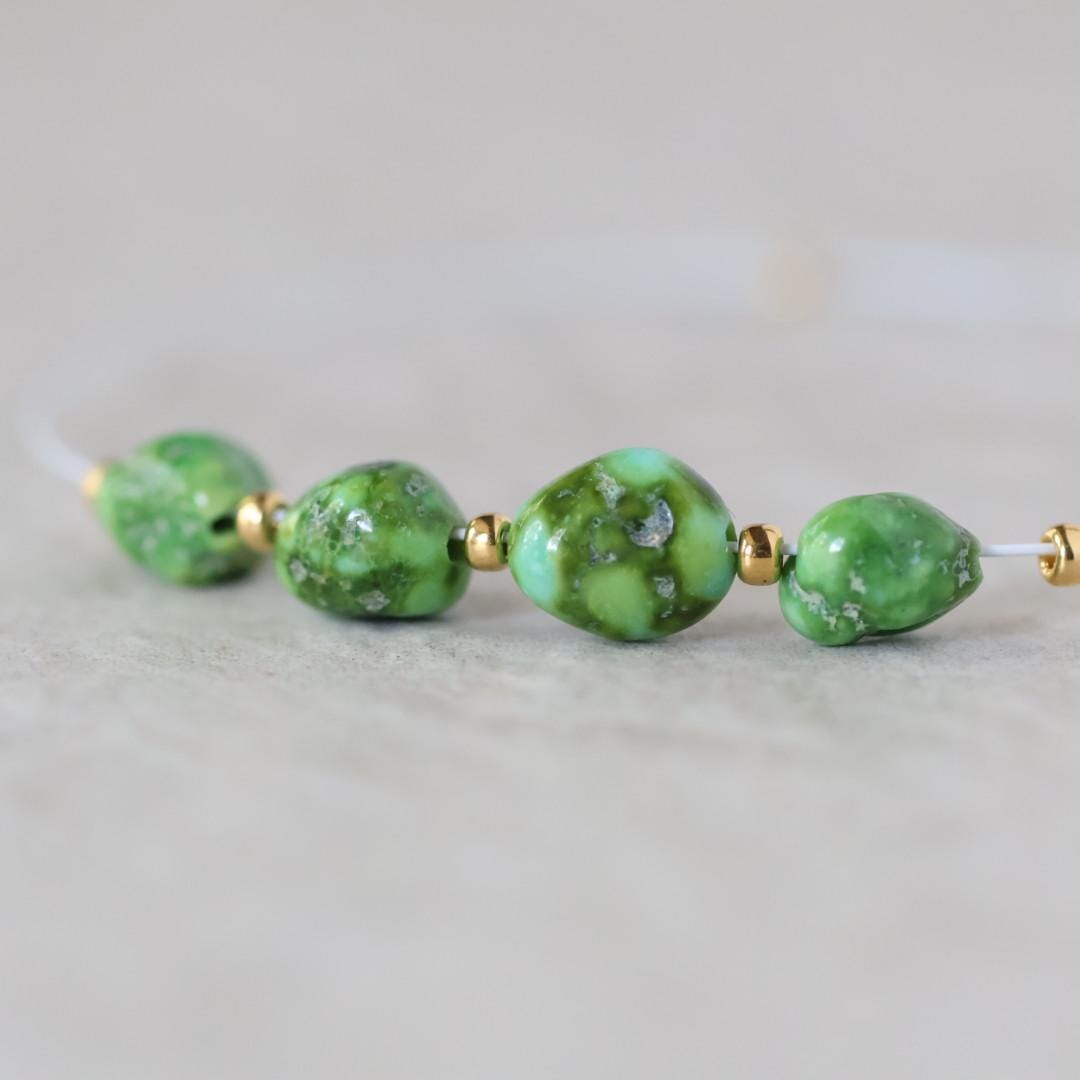 Rare Vivid Sonoran Gold Turquoise Nugget Beads Smooth 6mm 4 PCs Natural Mexican Turquoise Green Gemstone DIY Jewelry Making