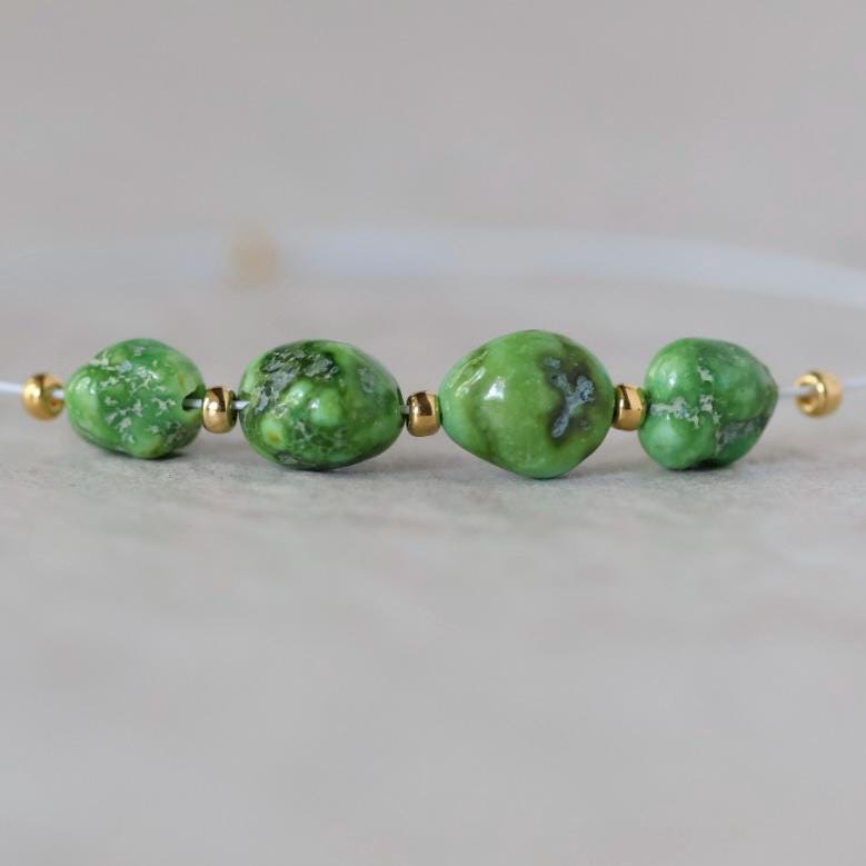 Rare Vivid Sonoran Gold Turquoise Nugget Beads Smooth 6mm 4 PCs Natural Mexican Turquoise Green Gemstone DIY Jewelry Making