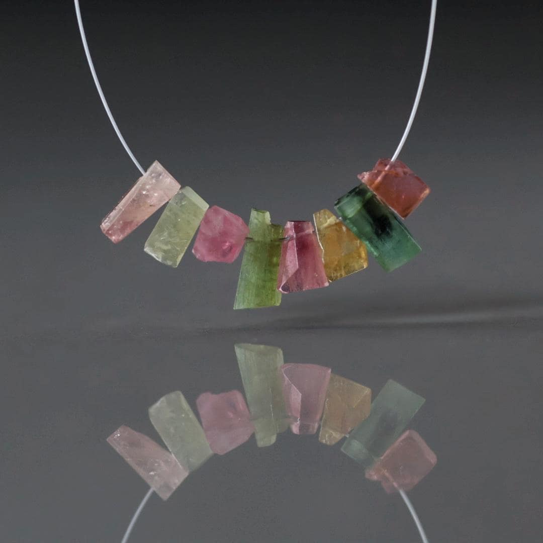 Multi Color Tourmaline Slice Beads Raw Briolette Drops 6-9mm 8 PCs Genuine Watermelon Tourmaline Gemstone DIY Jewelry Making