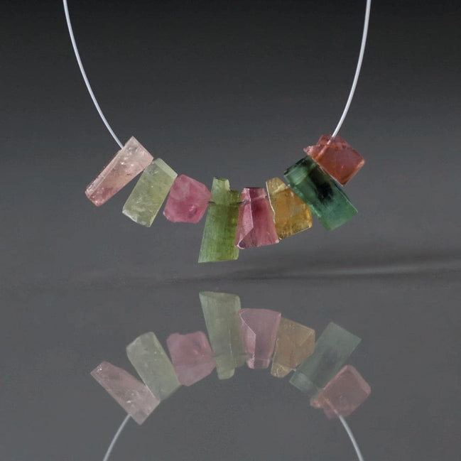 Multi Color Tourmaline Slice Beads Raw Briolette Drops 6-9mm 8 PCs Genuine Watermelon Tourmaline Gemstone DIY Jewelry Making