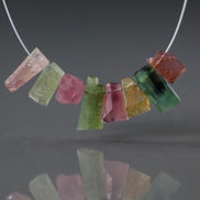 Multi Color Tourmaline Slice Beads Raw Briolette Drops 6-9mm 8 PCs Genuine Watermelon Tourmaline Gemstone DIY Jewelry Making