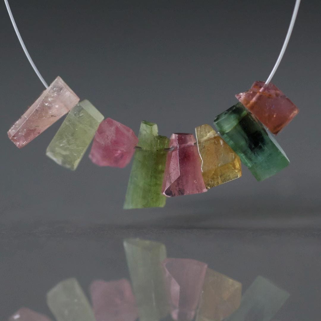 Multi Color Tourmaline Slice Beads Raw Briolette Drops 6-9mm 8 PCs Genuine Watermelon Tourmaline Gemstone DIY Jewelry Making