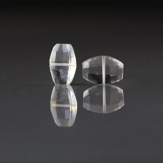 AAA Rock Quartz Faceted Briolette Oval Beads 2pcs Clear Crystal Quartz Genuine Gemstone Jewelry Making Beading Craft Gift April Birthstone