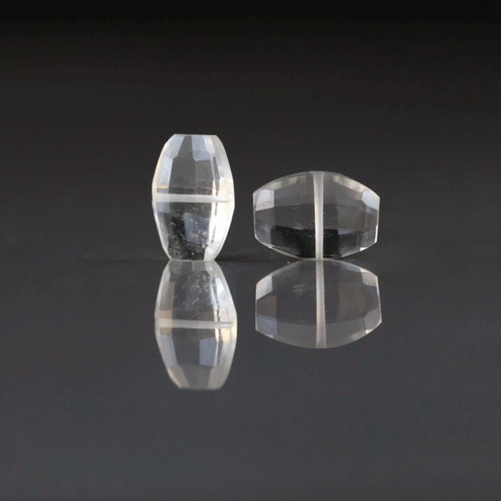 AAA Rock Quartz Faceted Briolette Oval Beads 2pcs Clear Crystal Quartz Genuine Gemstone Jewelry Making Beading Craft Gift April Birthstone