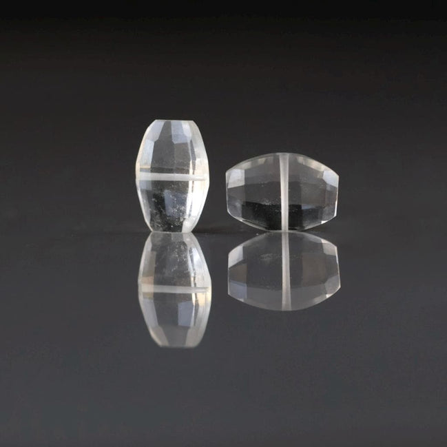 Rock Quartz Marquise Beads - Faceted Briolette Natural Gemstone 2 Pcs