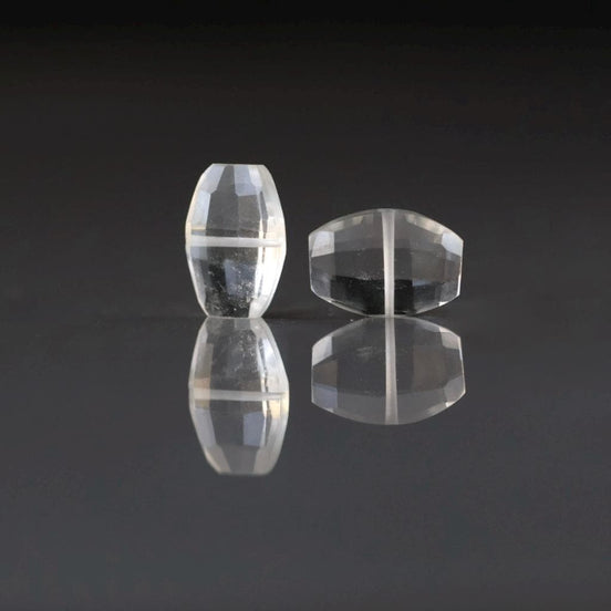 Rock Quartz Marquise Beads - Faceted Briolette Natural Gemstone 2 Pcs