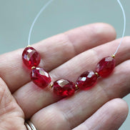 Ruby Oval Faceted Beads 8mm x 10mm Nuggets Stones Chunks Gemstone Bead for Jewelry Making Beading Craft Gift Beads July Birthstone