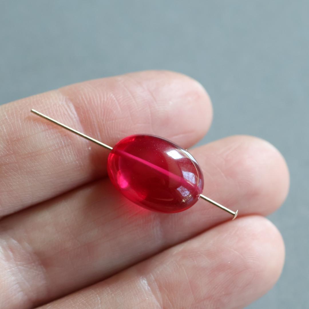 Ruby Oval Smooth Bead 12mm x 16mm Nugget Stone