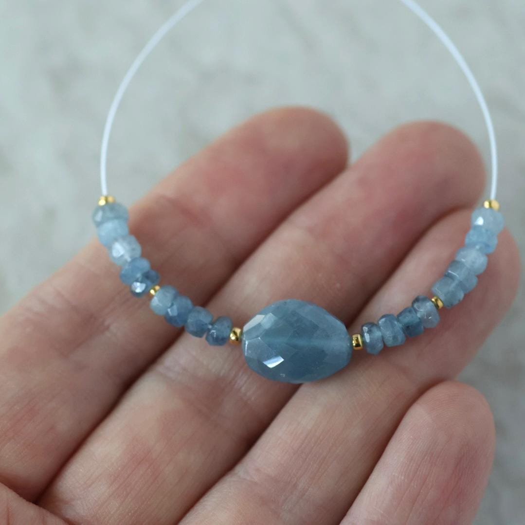 Santa Maria Aquamarine Oval Faceted Beads Faceted Rondelles Nuggets Stone Chunk 6-11mm 3 PCs Gemstone for DIY Jewelry Making