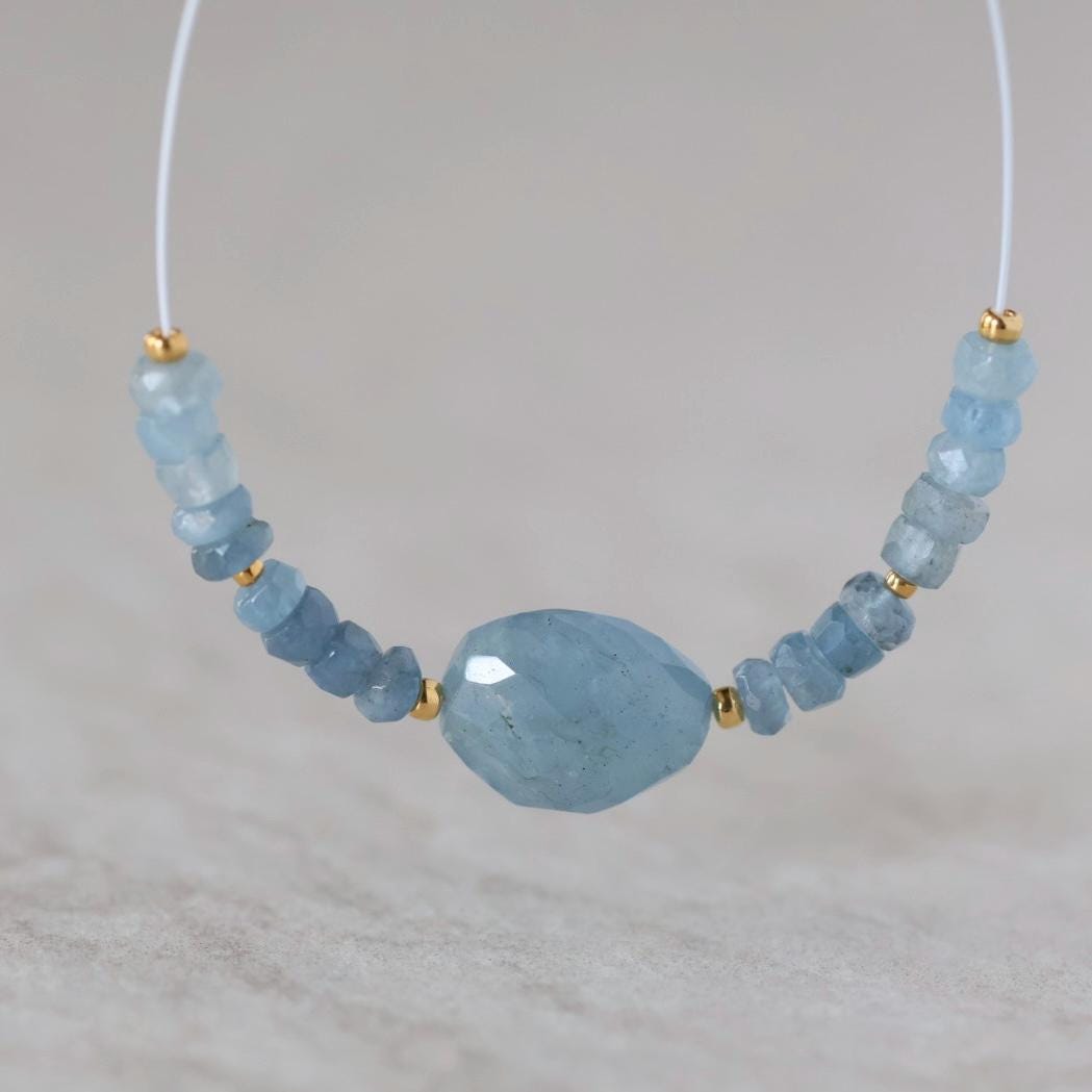Santa Maria Aquamarine Oval Faceted Beads Faceted Rondelles Nuggets Stone Chunk 6-11mm 3 PCs Gemstone for DIY Jewelry Making