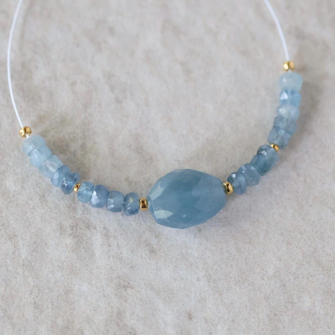 Santa Maria Aquamarine Oval Faceted Beads Faceted Rondelles Nuggets Stone Chunk 6-11mm 3 PCs Gemstone for DIY Jewelry Making