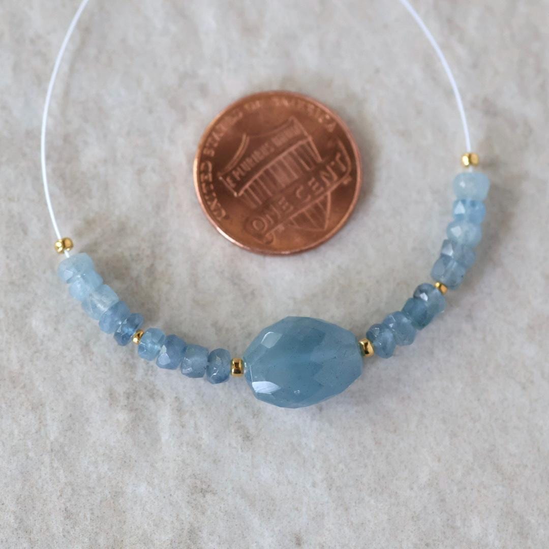 Santa Maria Aquamarine Oval Faceted Beads Faceted Rondelles Nuggets Stone Chunk 6-11mm 3 PCs Gemstone for DIY Jewelry Making