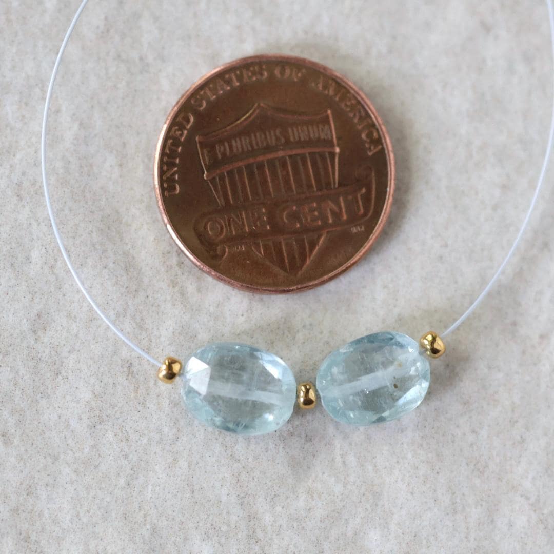 Sky Blue Kyanite Oval Beads Faceted 2 PCs 7x9mm Natural Gemstone for DIY Jewelry Making Earrings Supplies