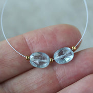 Sky Blue Kyanite Oval Beads Faceted 2 PCs 7x9mm Natural Gemstone for DIY Jewelry Making Earrings Supplies