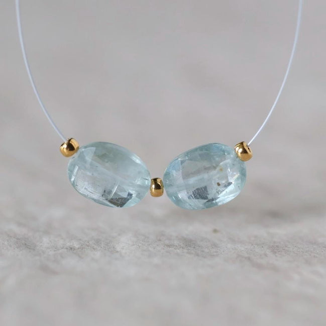 Sky Blue Kyanite Oval Beads Faceted 2 PCs 7x9mm Natural Gemstone for DIY Jewelry Making Earrings Supplies