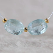 Sky Blue Kyanite Oval Beads Faceted 2 PCs 7x9mm Natural Gemstone for DIY Jewelry Making Earrings Supplies