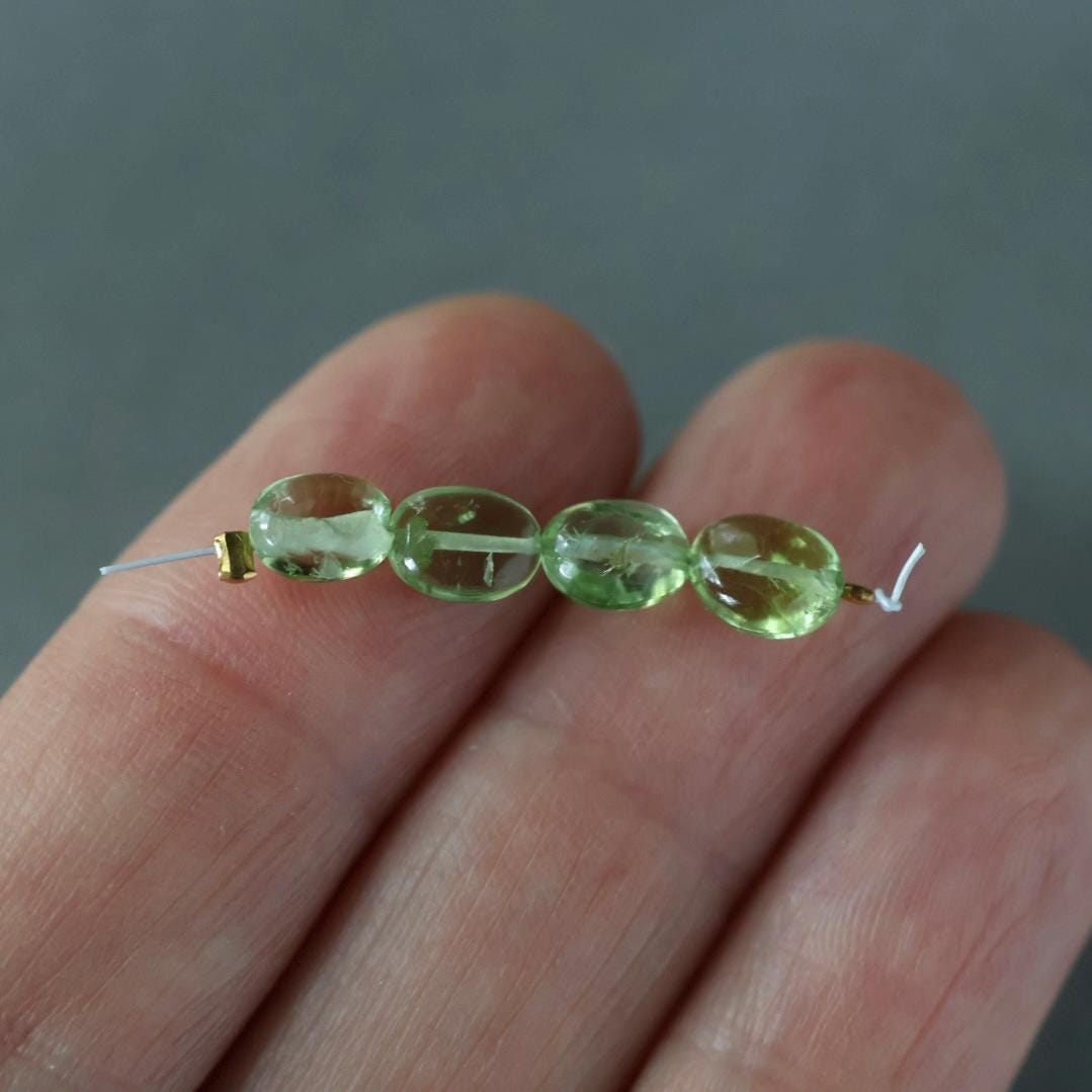 Spring Green Tourmaline Oval Beads Smooth 4 PCs Gem Quality Gemstone Beads DIY Jewelry Making Gift October Birthstone