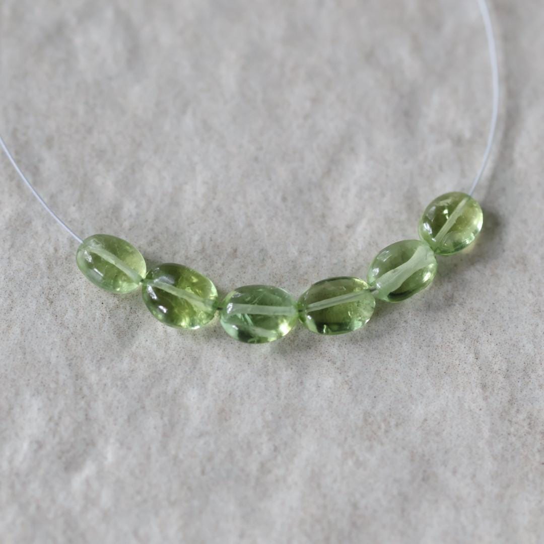 Spring Green Tourmaline Beads - Smooth Oval Natural Gemstone 4 Pcs