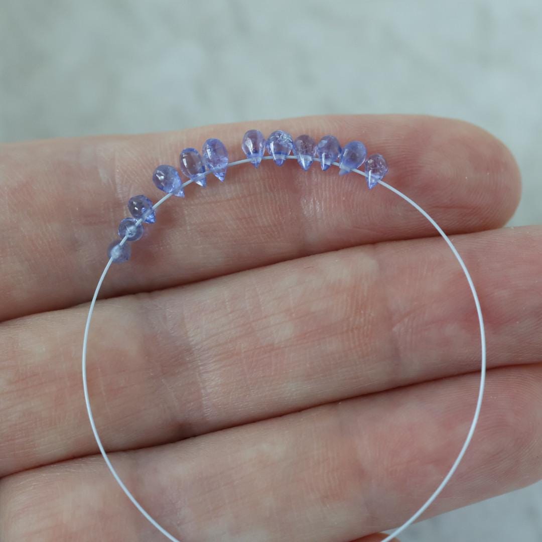Tiny 3mm AAA Tanzanite Beads Smooth Drops Briolette 9 Pcs Natural Purple Gemstone for DIY Jewelry Making Necklace Earrings