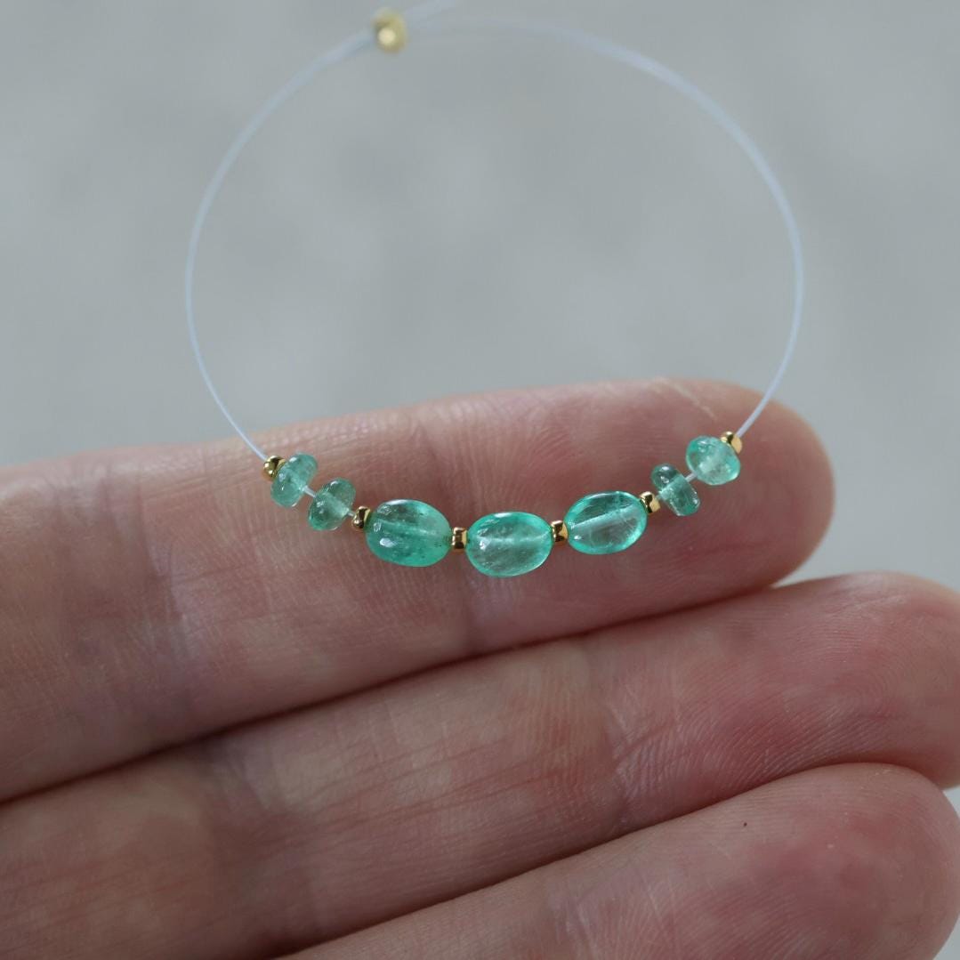 Tiny 3mm Colombian Emerald Oval Beads Smooth Rondelle Gem Quality Natural Gemstone for DIY Jewelry Making