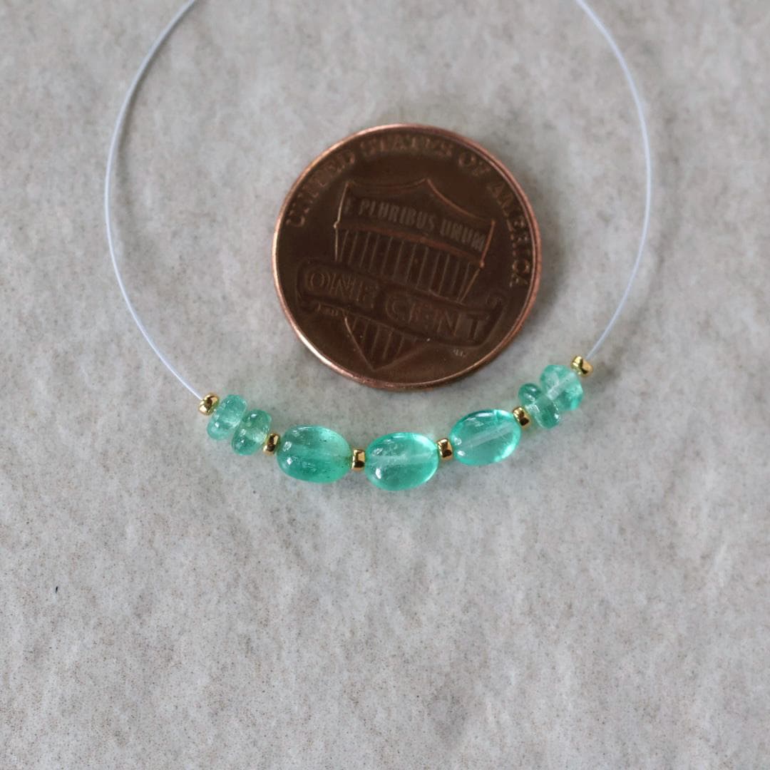 Tiny 3mm Colombian Emerald Oval Beads Smooth Rondelle Gem Quality Natural Gemstone for DIY Jewelry Making