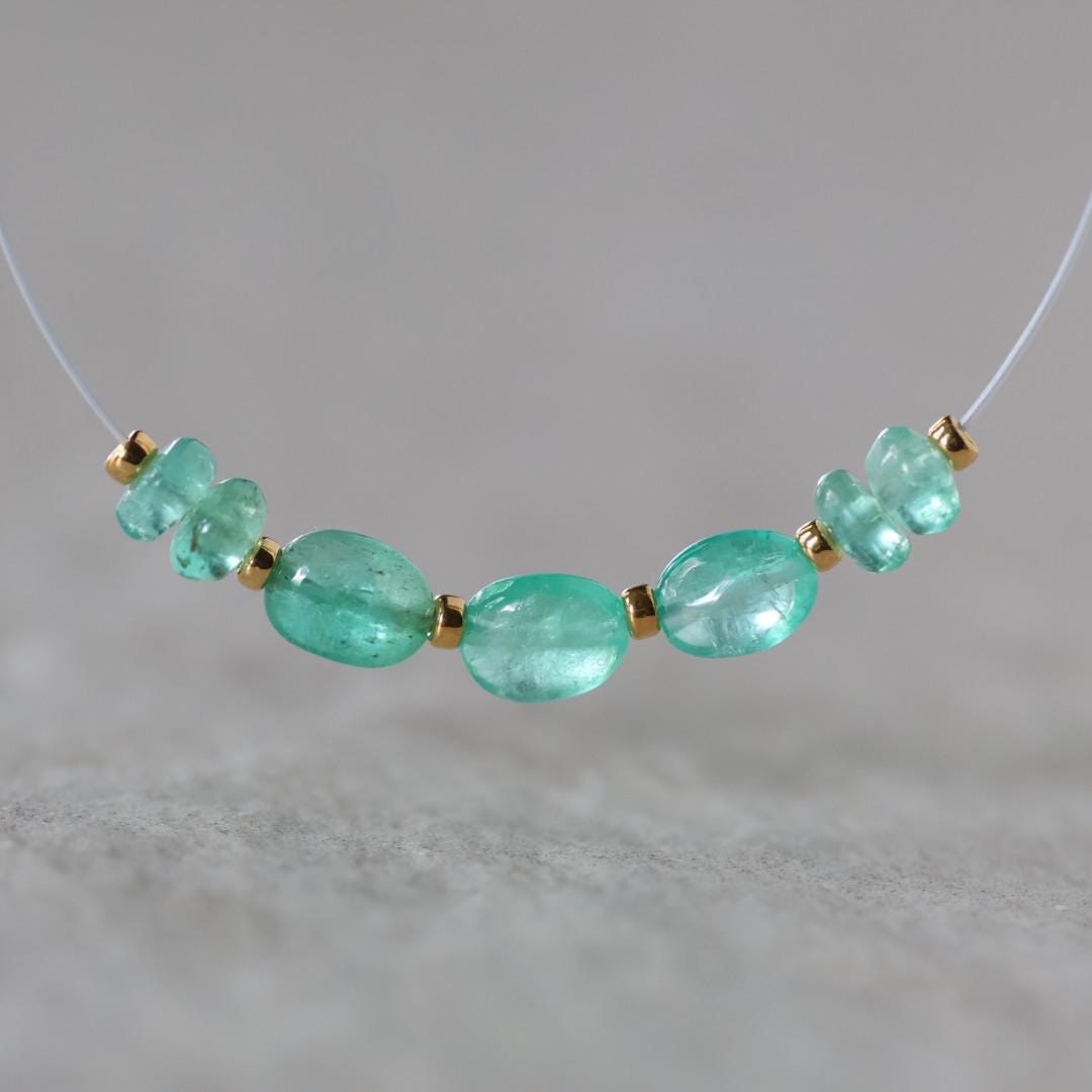 Tiny 3mm Colombian Emerald Oval Beads Smooth Rondelle Gem Quality Natural Gemstone for DIY Jewelry Making