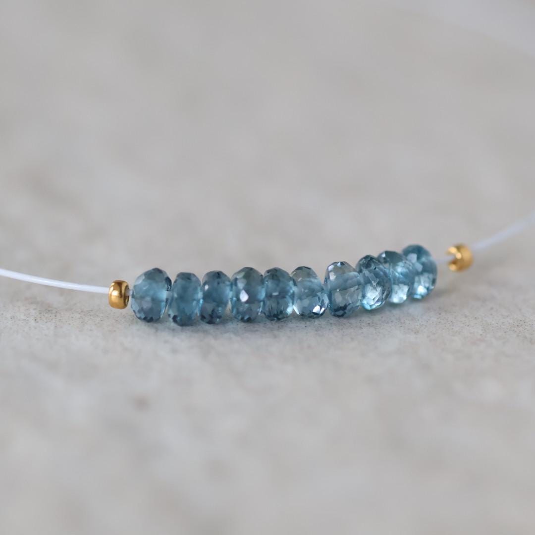 Tiny 3mm Natural London Blue Topaz Bead Faceted Rondelle Natural Gemstone for DIY Jewelry Making Supplies Earrings
