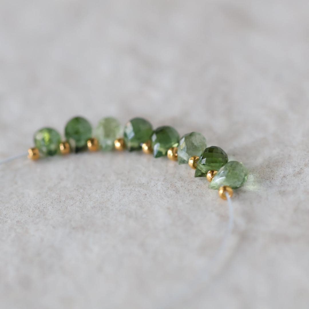 Tiny 4mm AAA Green Tourmaline Briolette Beads Faceted Drops 8 PCs Natural Gemstone for DIY Jewelry Making