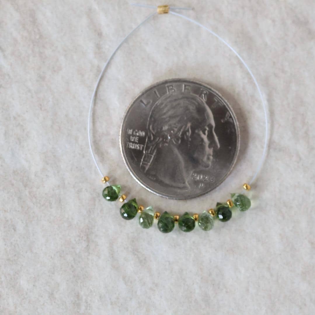 Tiny 4mm AAA Green Tourmaline Briolette Beads Faceted Drops 8 PCs Natural Gemstone for DIY Jewelry Making