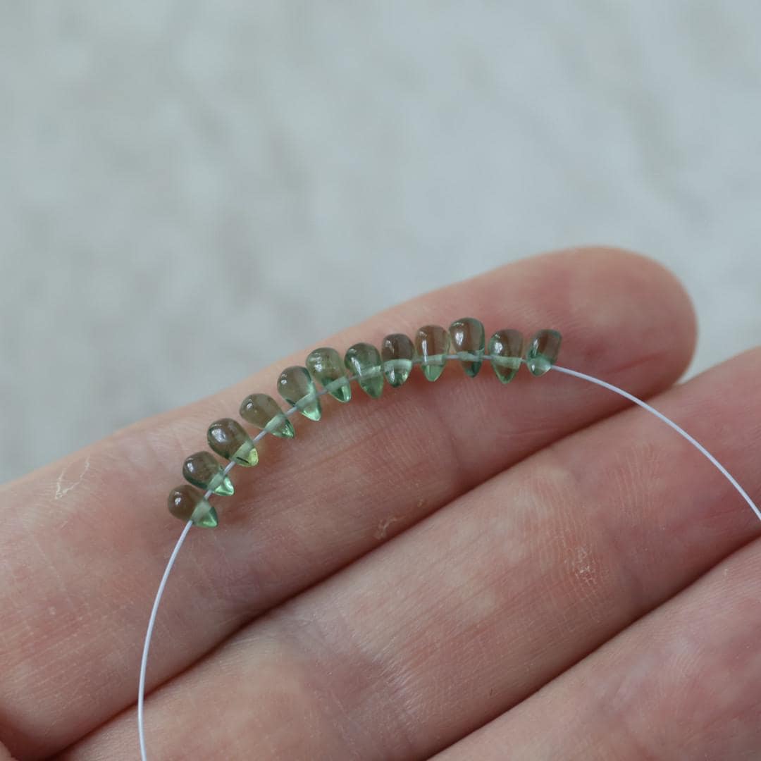Tiny 4mm Green Tourmaline Briolettes Beads Smooth Drops 12 PCs Genuine Green Gemstone Pear Beads DIY Jewelry Making October Birthstone