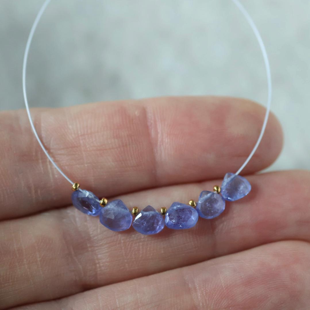 Tiny 5mm AAA Tanzanite Briolette Beads 6 Pcs Natural Purple Gemstone for DIY Jewelry Making Necklace Earrings