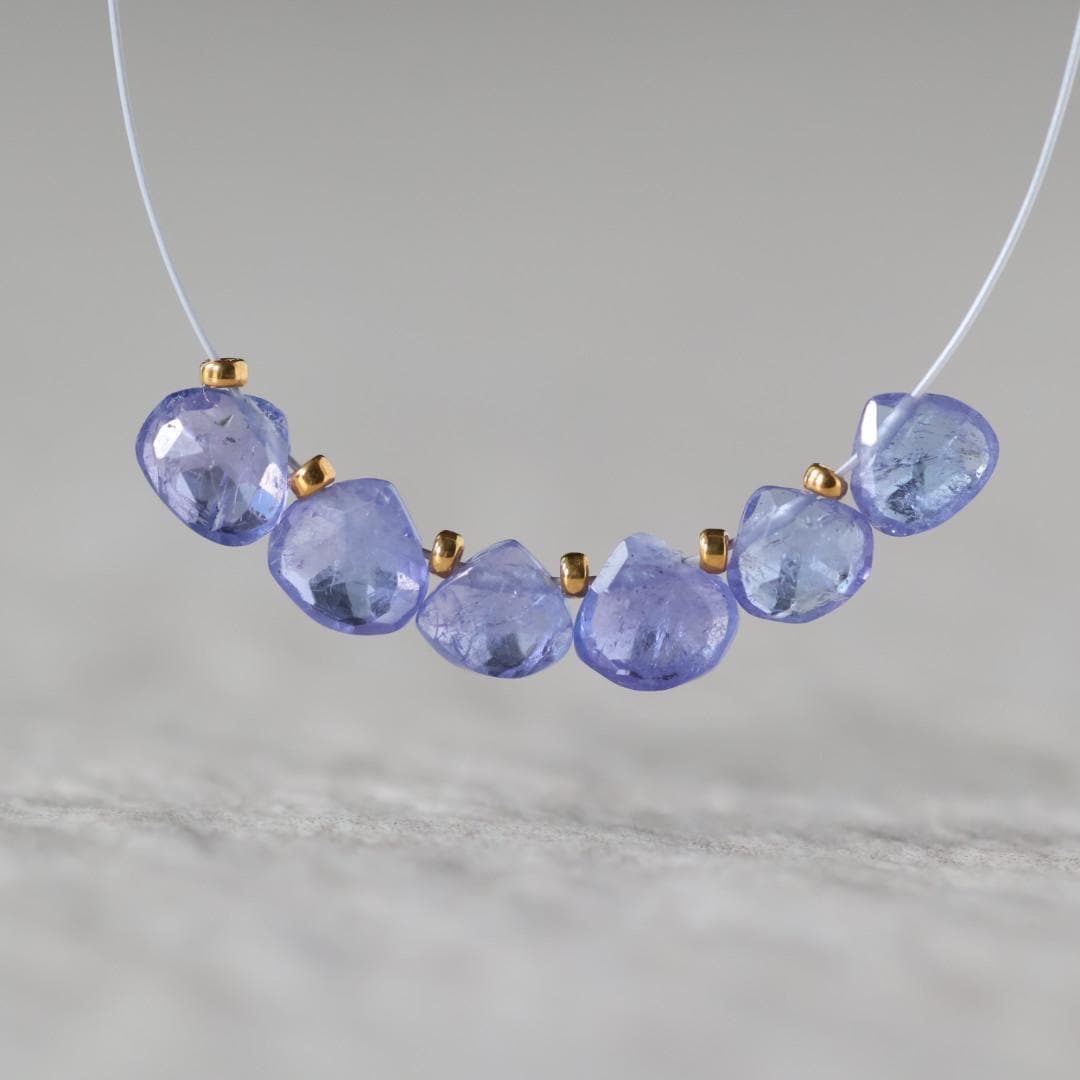 Tiny 5mm AAA Tanzanite Briolette Beads 6 Pcs Natural Purple Gemstone for DIY Jewelry Making Necklace Earrings