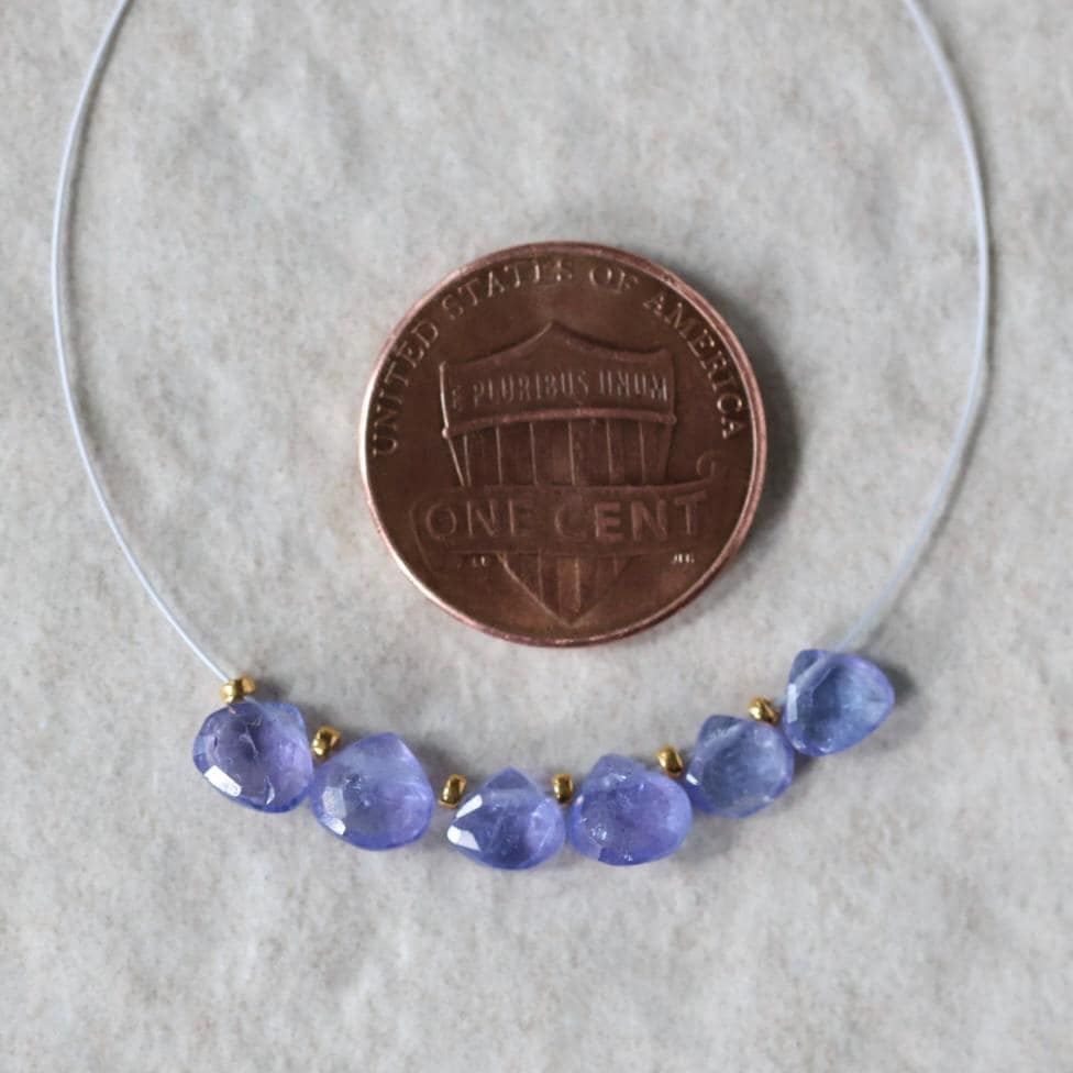 Tiny 5mm AAA Tanzanite Briolette Beads 6 Pcs Natural Purple Gemstone for DIY Jewelry Making Necklace Earrings