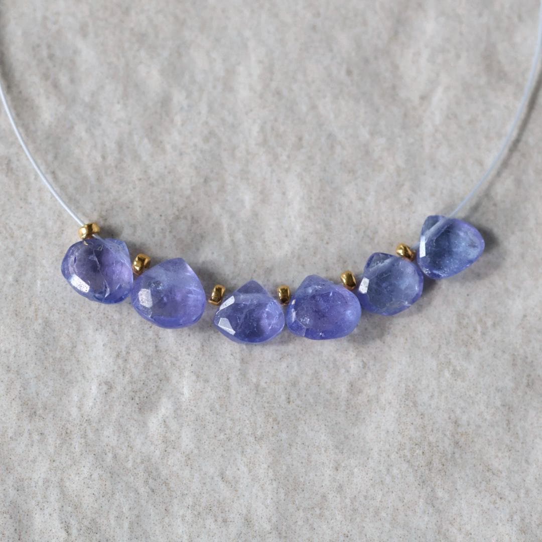 Tiny 5mm AAA Tanzanite Briolette Beads 6 Pcs Natural Purple Gemstone for DIY Jewelry Making Necklace Earrings
