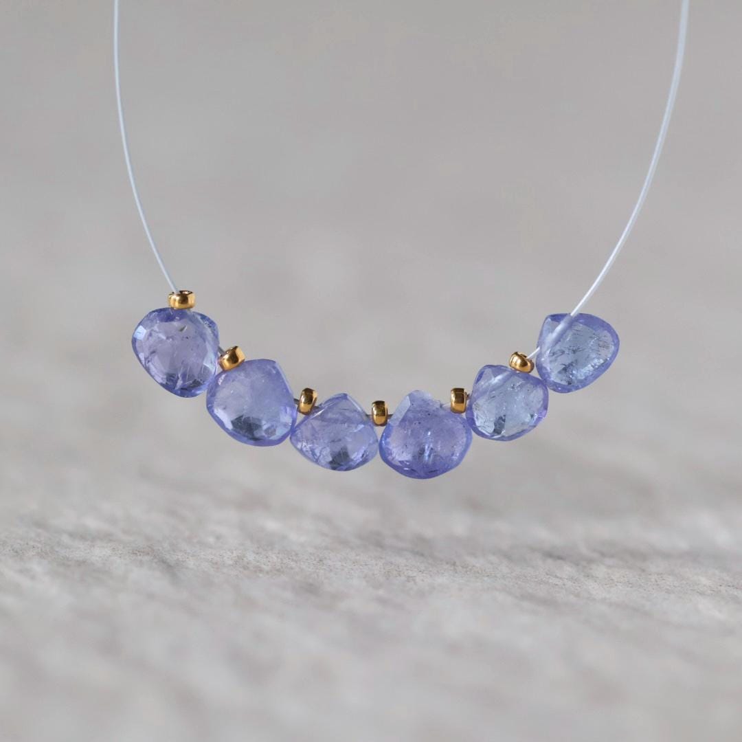 Tiny 5mm AAA Tanzanite Briolette Beads 6 Pcs Natural Purple Gemstone for DIY Jewelry Making Necklace Earrings