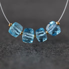 Tiny 5mm Natural Swiss Blue Topaz Faceted Cube Beads 4 Pcs Genuine Gemstone for DIY Jewelry Making Supplies Earrings Pendants